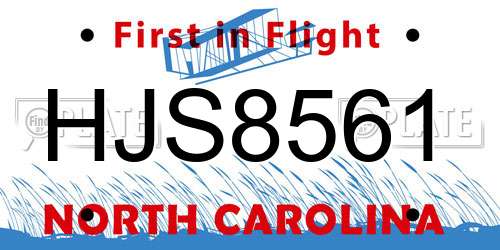 HJS8561 North Carolina License Plate