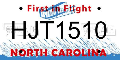 HJT1510 North Carolina License Plate