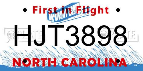 HJT3898 North Carolina License Plate