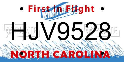 HJV9528 North Carolina License Plate