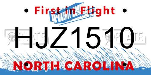 HJZ1510 North Carolina License Plate