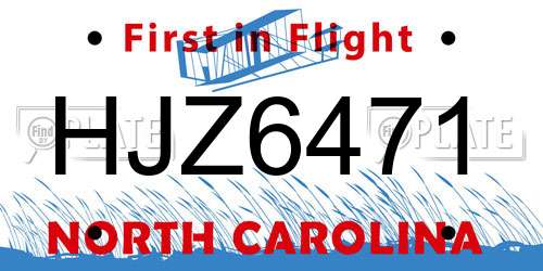 HJZ6471 North Carolina License Plate