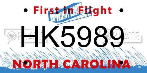 HK5989 North Carolina License Plate