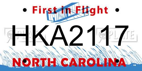 HKA2117 North Carolina License Plate