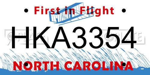 HKA3354 North Carolina License Plate