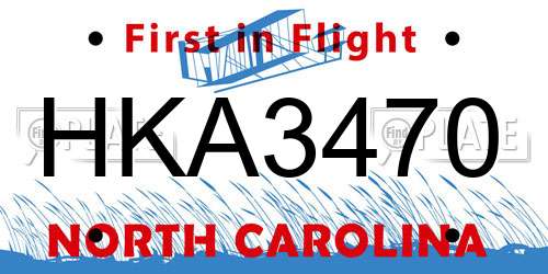 HKA3470 North Carolina License Plate