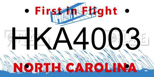 HKA4003 North Carolina License Plate