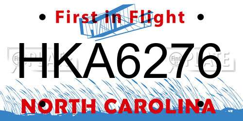 HKA6276 North Carolina License Plate