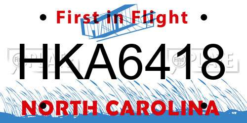 HKA6418 North Carolina License Plate