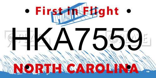 HKA7559 North Carolina License Plate