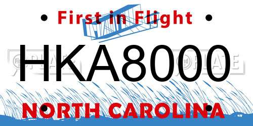 HKA8000 North Carolina License Plate