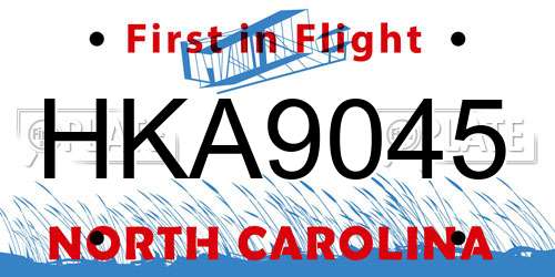 HKA9045 North Carolina License Plate
