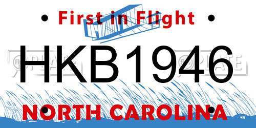 HKB1946 North Carolina License Plate