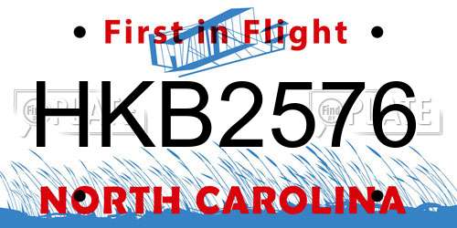 HKB2576 North Carolina License Plate