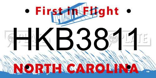 HKB3811 North Carolina License Plate