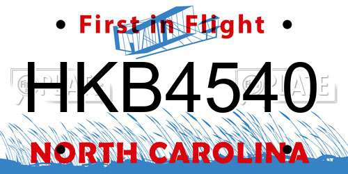 HKB4540 North Carolina License Plate