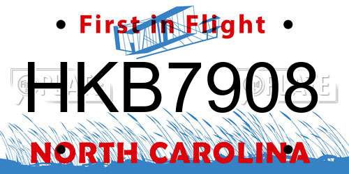 HKB7908 North Carolina License Plate