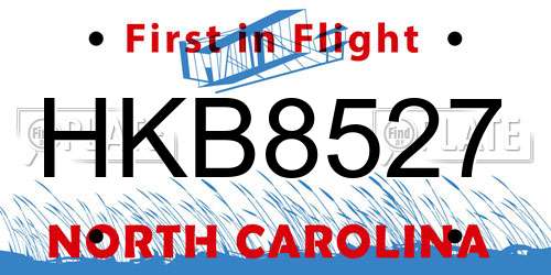 HKB8527 North Carolina License Plate