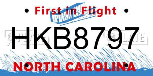 HKB8797 North Carolina License Plate