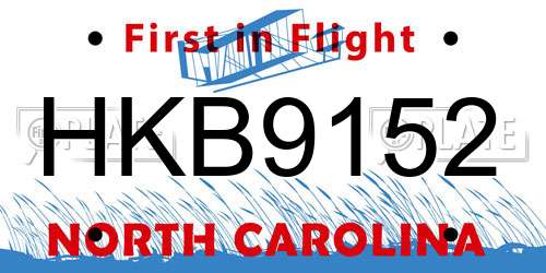 HKB9152 North Carolina License Plate
