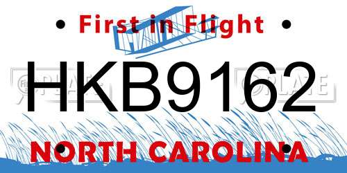 HKB9162 North Carolina License Plate