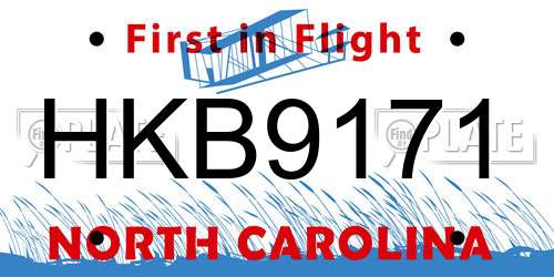 HKB9171 North Carolina License Plate
