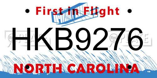 HKB9276 North Carolina License Plate