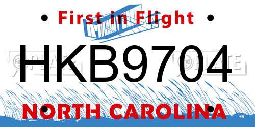 HKB9704 North Carolina License Plate