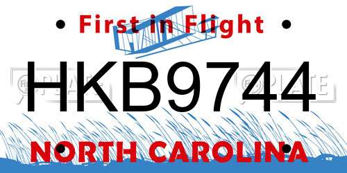 HKB9744 North Carolina License Plate
