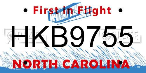 HKB9755 North Carolina License Plate