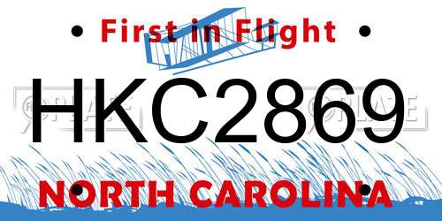 HKC2869 North Carolina License Plate