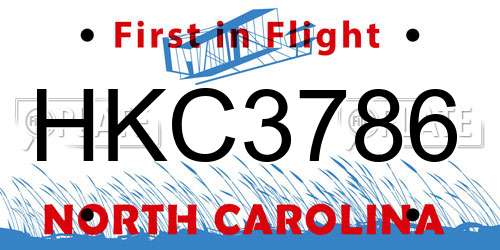 HKC3786 North Carolina License Plate