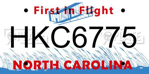 HKC6775 North Carolina License Plate