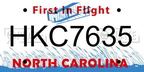 HKC7635 North Carolina License Plate