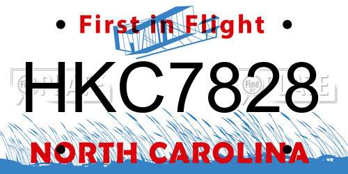 HKC7828 North Carolina License Plate
