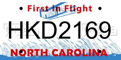 HKD2169 North Carolina License Plate