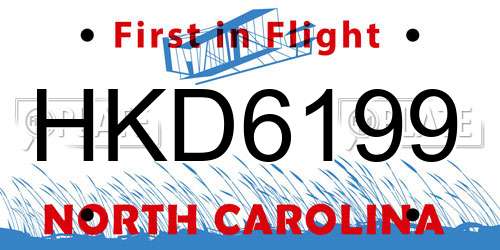 HKD6199 North Carolina License Plate