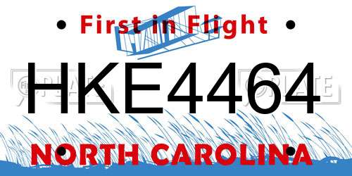 HKE4464 North Carolina License Plate
