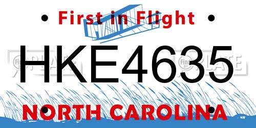 HKE4635 North Carolina License Plate