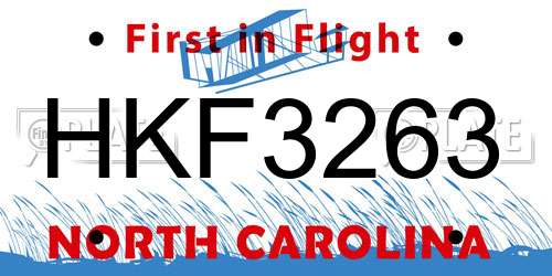 HKF3263 North Carolina License Plate