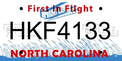 HKF4133 North Carolina License Plate