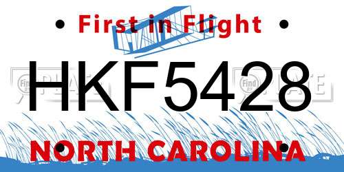 HKF5428 North Carolina License Plate