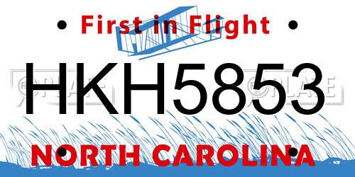 HKH5853 North Carolina License Plate
