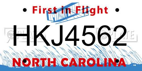 HKJ4562 North Carolina License Plate
