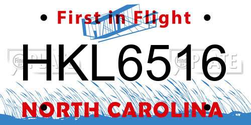 HKL6516 North Carolina License Plate