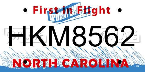 HKM8562 North Carolina License Plate