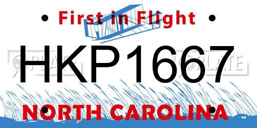 HKP1667 North Carolina License Plate