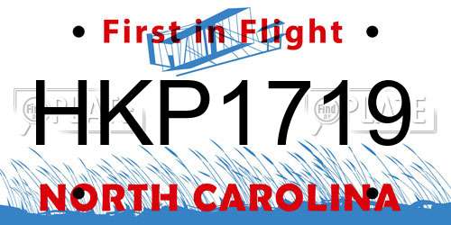 HKP1719 North Carolina License Plate