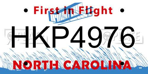 HKP4976 North Carolina License Plate