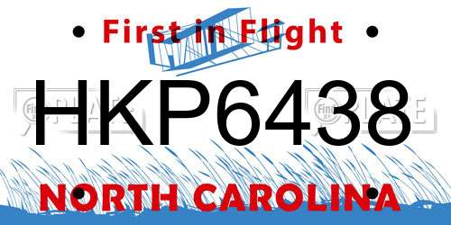 HKP6438 North Carolina License Plate